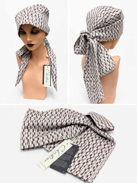 Christine Headwear silkkinen p&auml;&auml;hine pitkill&auml; nauhoilla