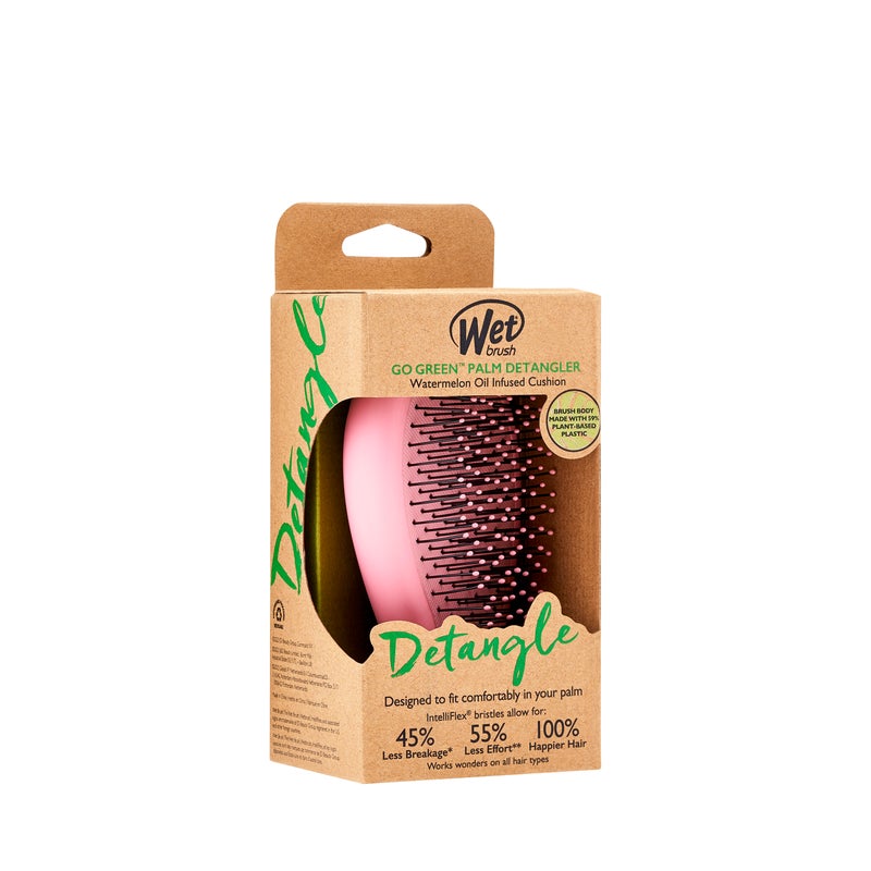 WetBrush Go Green Detangling Palm Detangler -harja roosa
